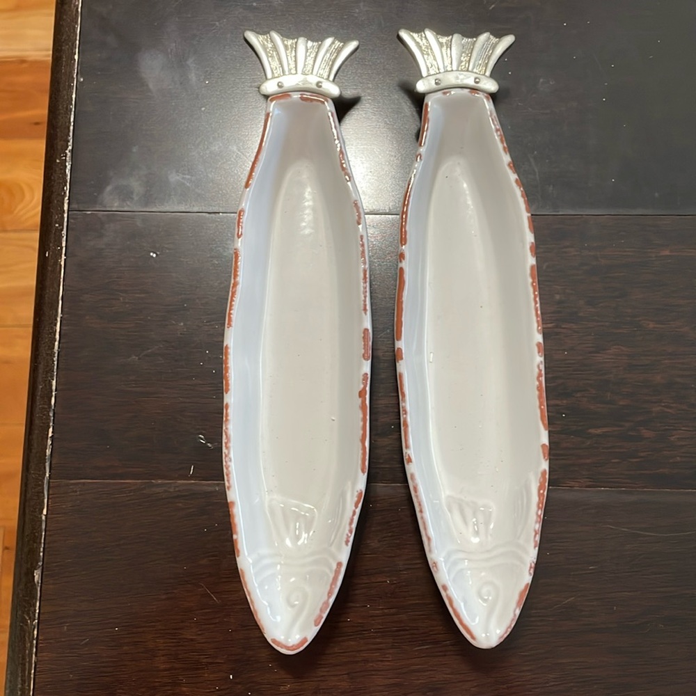 Mud Pie Sea Shell Fish Service Bowl Set (2)